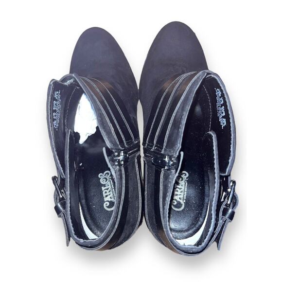 Carlos Santana Boots Womens 7.5M Hollie Side Zip Buckle Ankle Bootie Black Heels - Picture 9 of 9